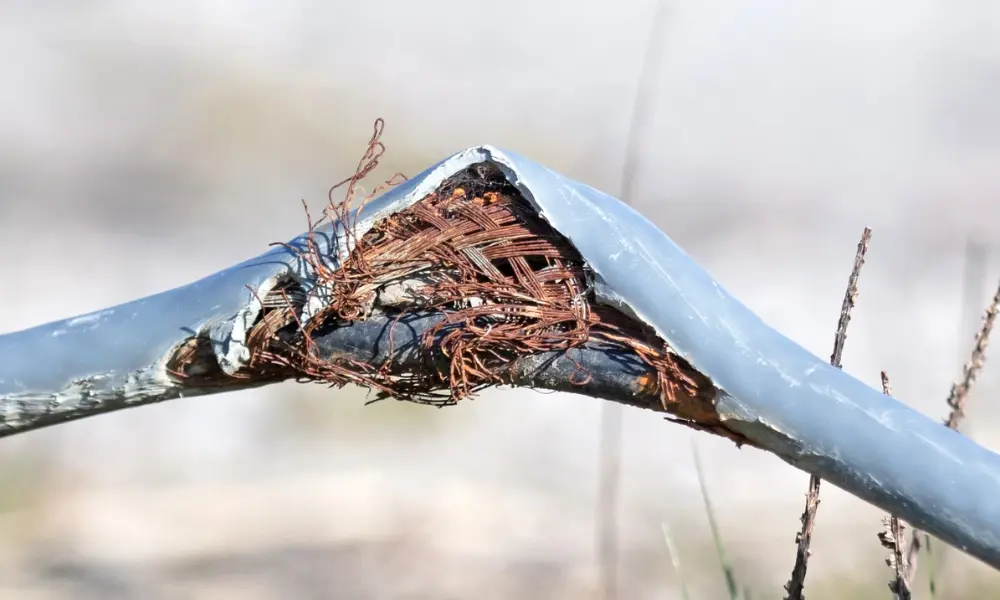 When cables are installed with a bending radius smaller than the recommended value, the outer sheath may deform and expose the conductor