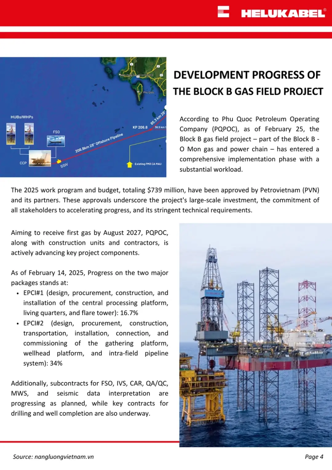 Progress of the Block B Gas Field Development Project Progress of the Block B Gas Field Development Project