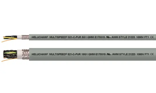 Dây cáp HELUCHAIN® MULTISPEED® 521-C-PUR UL/CSA chuyên dụng cho xích cáp