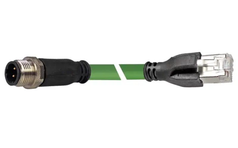 Cable with RJ45-IP20 180° connector / M12-D-IP67 180° connector, PROFInet C