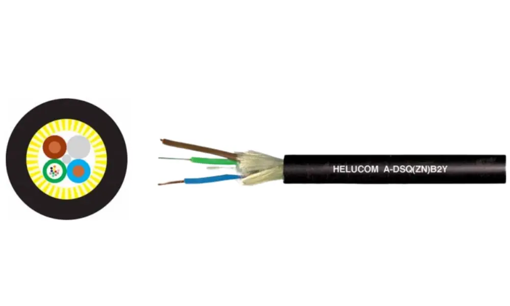 A-DSQ(ZN)B2Y fiber optic cable with glass yarn armour