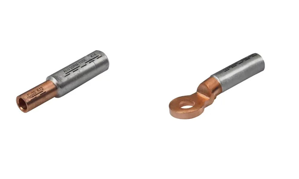 HELU-S-PV-AL CU (left) and HELU-S-PK-AL CU (right) cable lugs