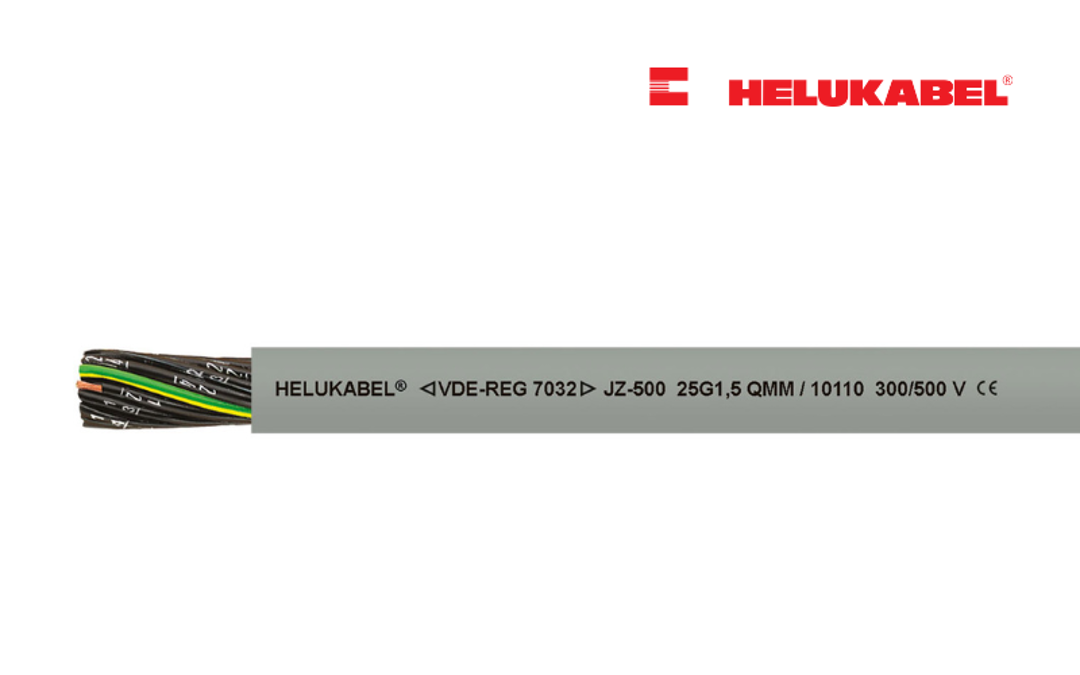 JZ-500 control cables are VDE certified, are flame-retardant, and can withstand temperatures from -15°C to 80°C.