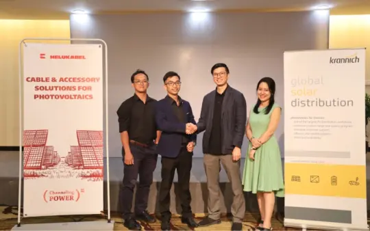 (From left to right) Mr. Tran Quang Thai - Area Sales Manager, Mr. Duong Manh Ha - Sales Engineer of HELUKABEL Vietnam; Mr. Dillon Ye - Brand Manager / BDM - Southeast Asia, Ms. Trang Tran (Tracie) Regional Operations Manager Vietnam of the Krannich company. (From left to right) Mr. Tran Quang Thai - Area Sales Manager, Mr. Duong Manh Ha - Sales Engineer of HELUKABEL Vietnam; Mr. Dillon Ye - Brand Manager / BDM - Southeast Asia, Ms. Trang Tran (Tracie) Regional Operations Manager Vietnam of the Krannich company.