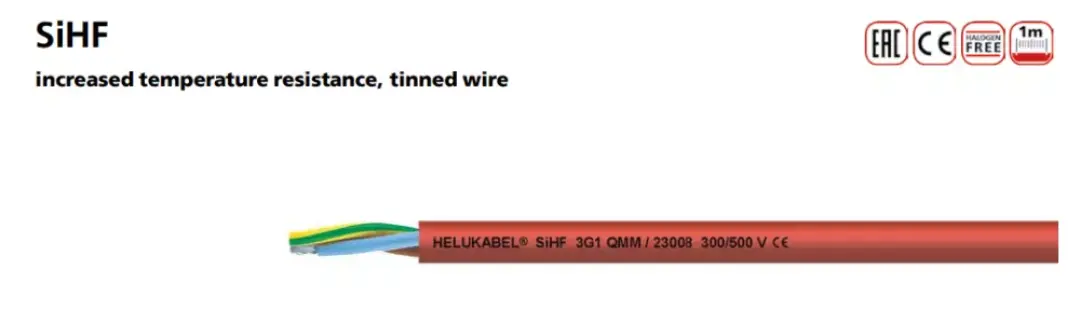 Dây cáp điều khiển chịu nhiệt độ cao SiHF do HELUKABEL sản xuất.