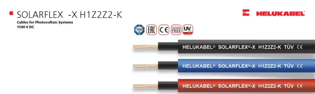 SOLARFLEX®-X H1Z2Z2-K are dedicated DC cable lines for solar projects, meeting AD8 water resistance standards at HELUKABEL.