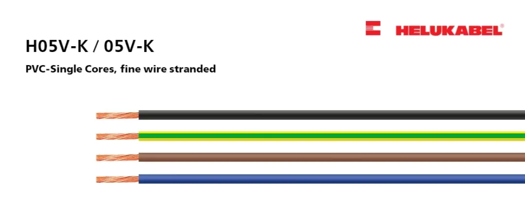 PVC Single core H05V-K / 05V-K cables are basic types commonly used in control cabinets, produced by HELUKABEL.