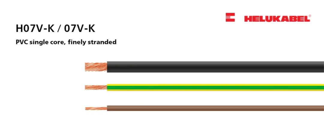 PVC Single core H07V-K / 07V-K cables are basic types commonly used in control cabinets, produced by HELUKABEL.