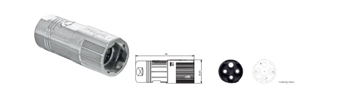 Plug 202A: With M17 coupling and 4-pin insulation Plug 202A: With M17 coupling and 4-pin insulation