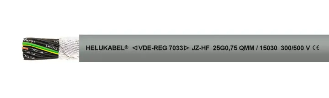 Control and signal cables for drag chains