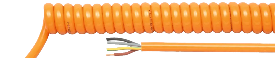 PUR spiral cable is flexible, capable of withstanding high loads under strong impact PUR spiral cable is flexible, capable of withstanding high loads under strong impact