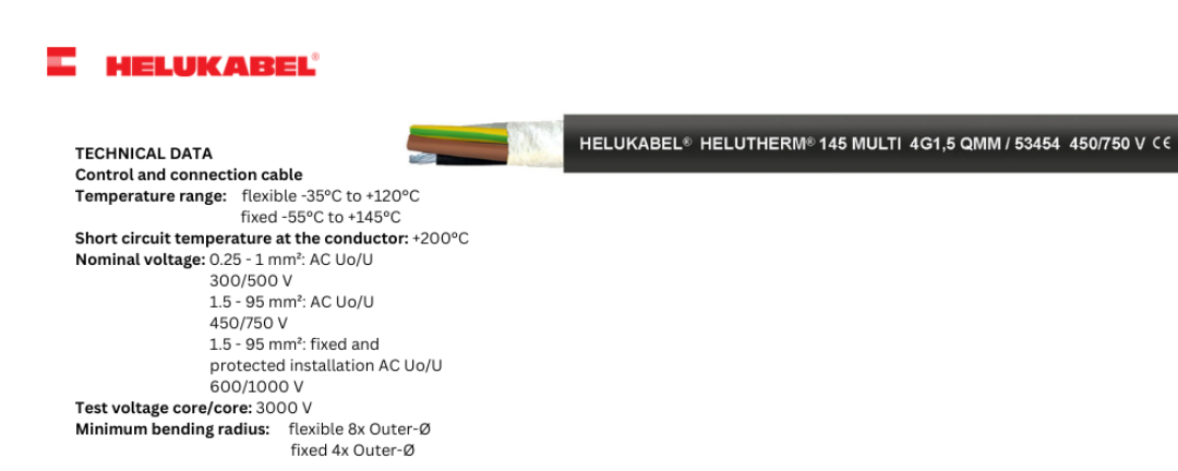 Dây cáp điều khiển HELUKABEL HELUTHERM 145 | Black | 1 x 0.75 mm²